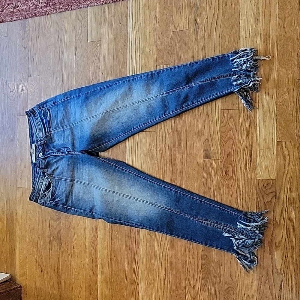 Karen Cain fringe hem cropped jeans J112